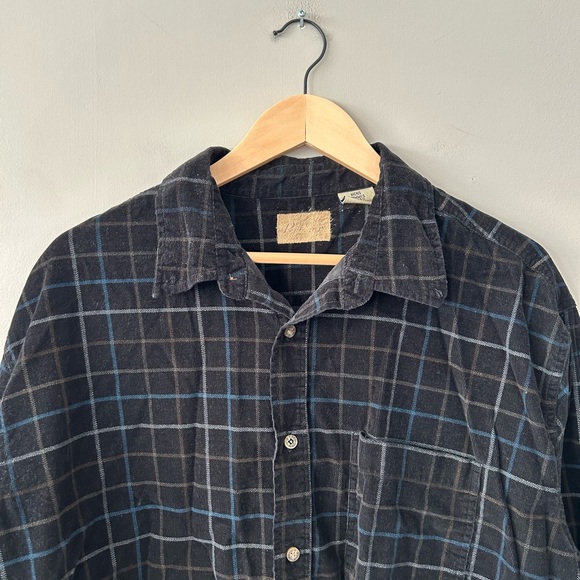 Men’s Corduroy Black Plaid 90’s Penman’s Button Down Casual Shirt - Picture 4 of 5